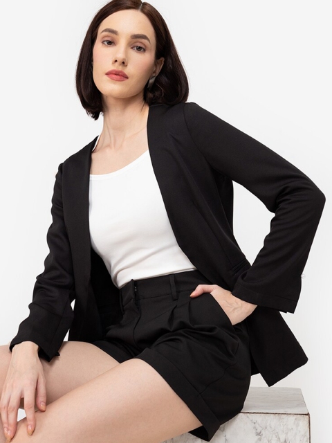 

ZALORA BASICS Women Black Open Front Jacket