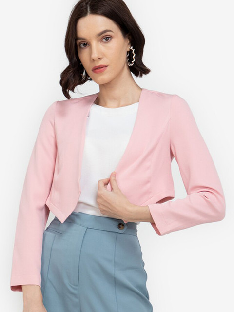 

ZALORA BASICS Women Pink Open Front Jacket