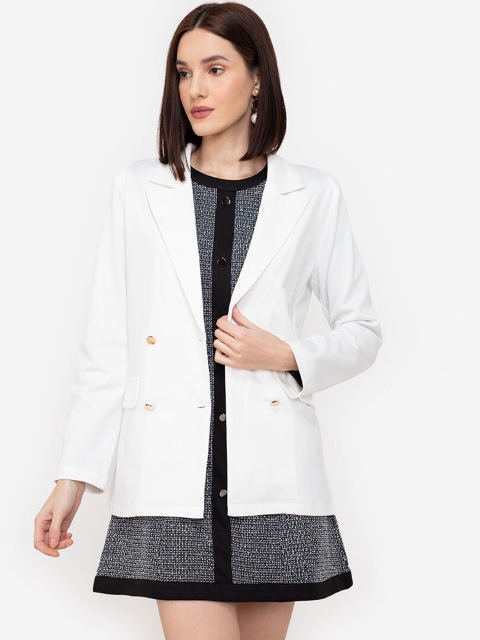 

ZALORA BASICS White Solid Lapel Collar Tailored Jacket