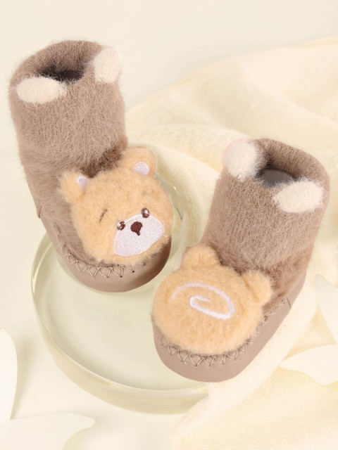 

KICKS & CRAWL Kids Beige Bear Furry Booties