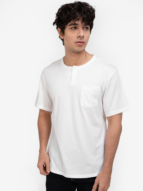 

ZALORA BASICS Men Blue Printed T-Shirt, White