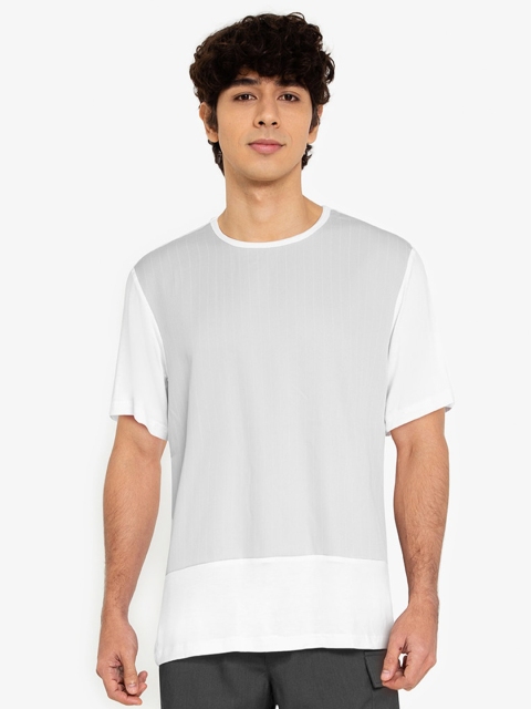 

ZALORA BASICS Men Grey & White Solid Round Neck T-Shirt