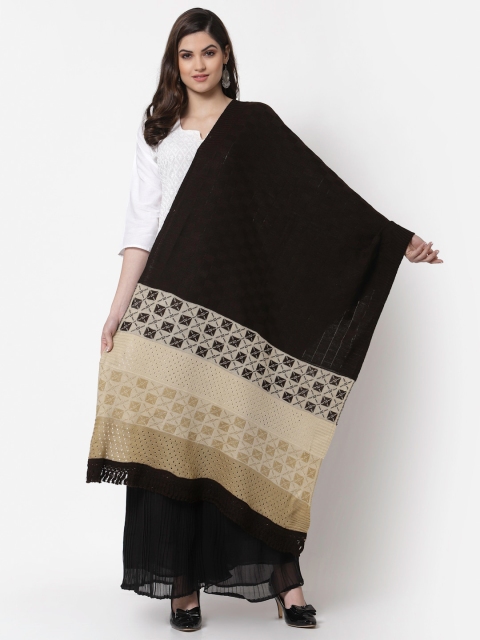 

KLOTTHE Women Brown & Beige Woven Design Stole