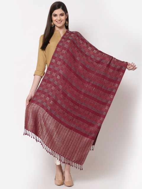 

KLOTTHE Women Maroon Checked Woollen Stole