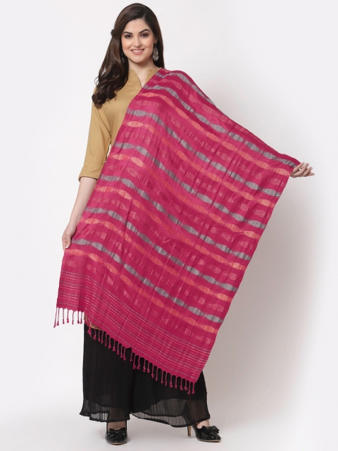

KLOTTHE Women Pink & Grey Striped Stole