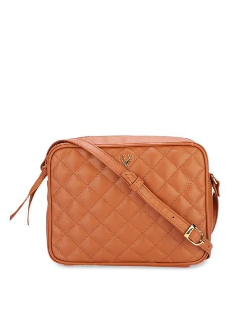 

Allen Solly Woman Brown Geometric Textured PU Structured Sling Bag with Quilted