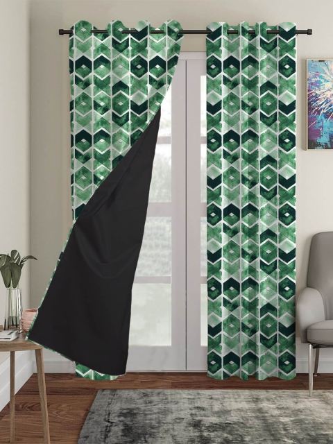 

HOUZZCODE Green Black Out Window Curtain