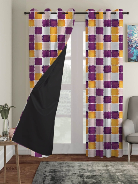 

HOUZZCODE Multicoloured Geometric Printed Single Black Out Long Door Curtain, Multi