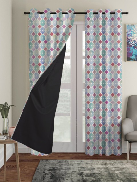 

HOUZZCODE Multicoloured Black Out Window Curtain, Multi