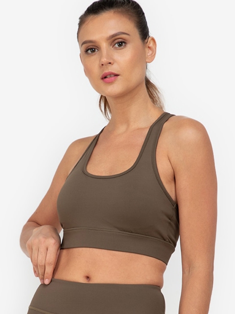 

ZALORA ACTIVE Olive Green Racerback Keyhole Cut Out Sports Bra Lightly Padded
