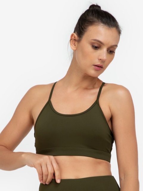 

ZALORA ACTIVE Olive Green Cross Back Detail Sports Bra-Lightly Padded ZV0120WAP0010H