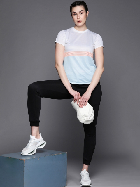 

New Balance Women Blue & White Colourblocked Running T-shirt