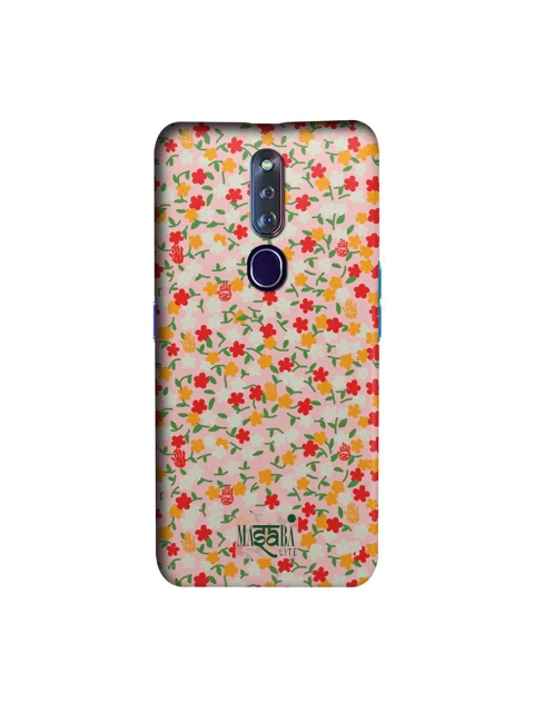 CelfieDesign Pink & Red Masaba Dense Floral Oppo F11 Pro Slim Back Case