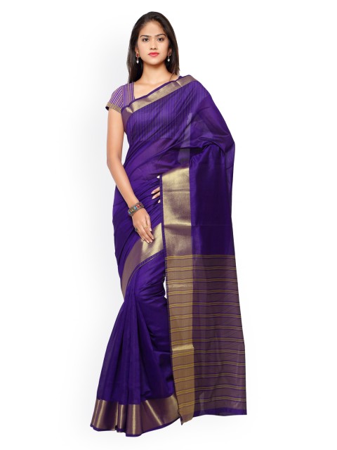 

Satrani Purple Cotton & Linen Traditional Saree