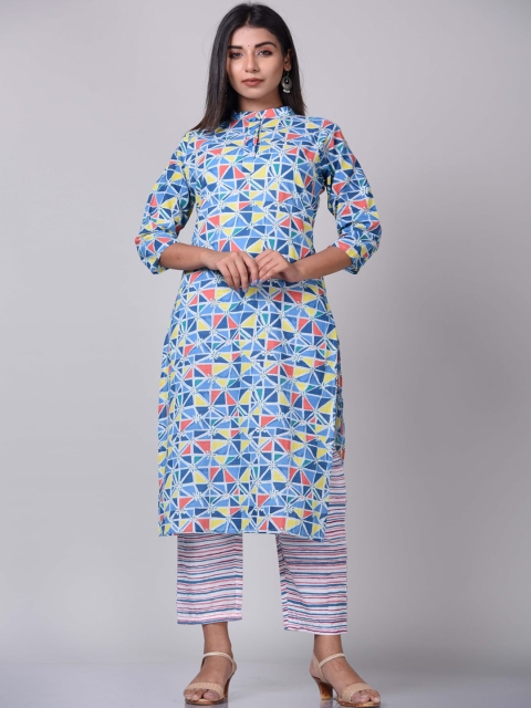 

KALINI Women Blue Floral Printed Empire Kurti with Palazzos