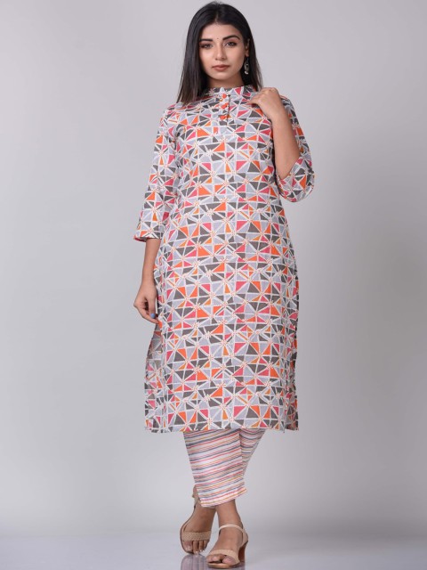 

KALINI Women Orange Printed Kurta with Palazzos