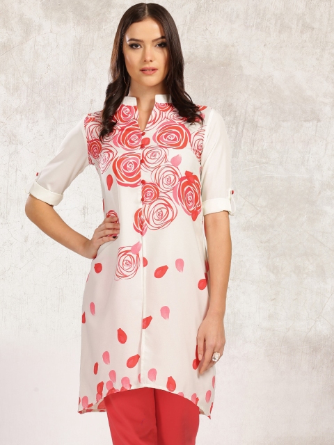 

Anouk Women Off-White & Red Floral Printed A-Line Kurta