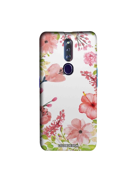

CelfieDesign White & Pink Floral Printed Oppo F11 Pro Slim Back Case