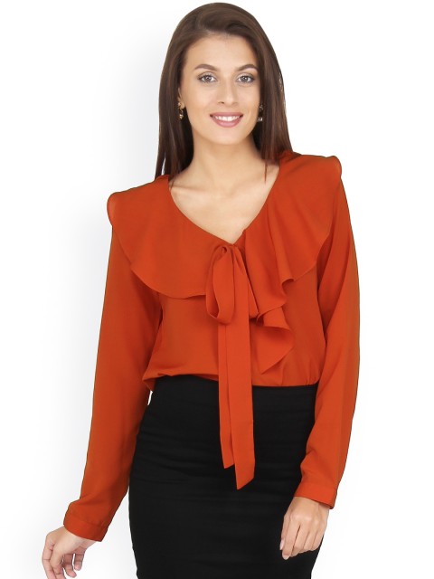 

20Dresses Women Rust Orange Solid Regular Top
