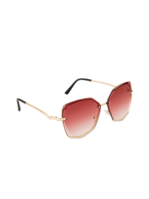 

Ted Smith Women Pink Lens & Gold-Toned Square Sunglasses TS1-DIAMONTY_GLD-PINK