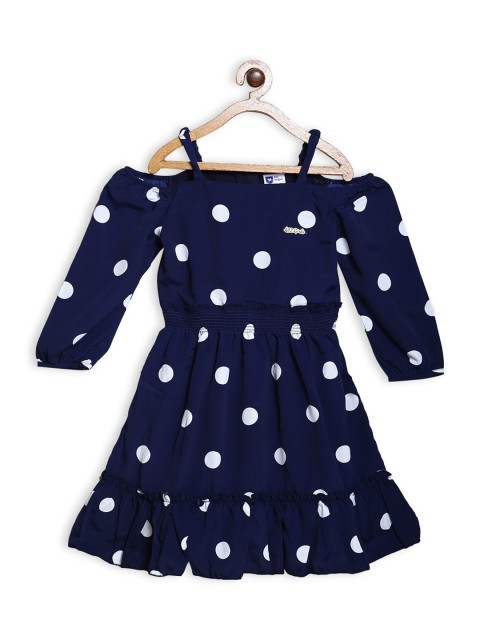 

612 league Navy Blue & White Crepe Dress