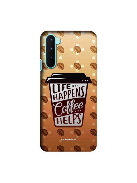 

CelfieDesign Brown & White Life Happens Coffee Helps OnePlus Nord Slim Back Case