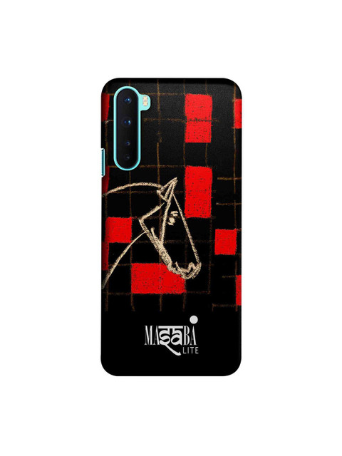 

CelfieDesign Black & Red Masaba Red Checkered Horse Printed OnePlus Nord Slim Back Case