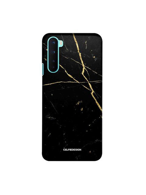 

CelfieDesign Black & Gold-Tonned Marble Black Onyx OnePlus Nord Back Case