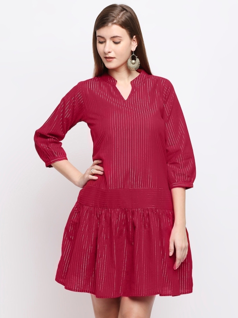 

Kuber Studio Maroon Drop-Waist Dress