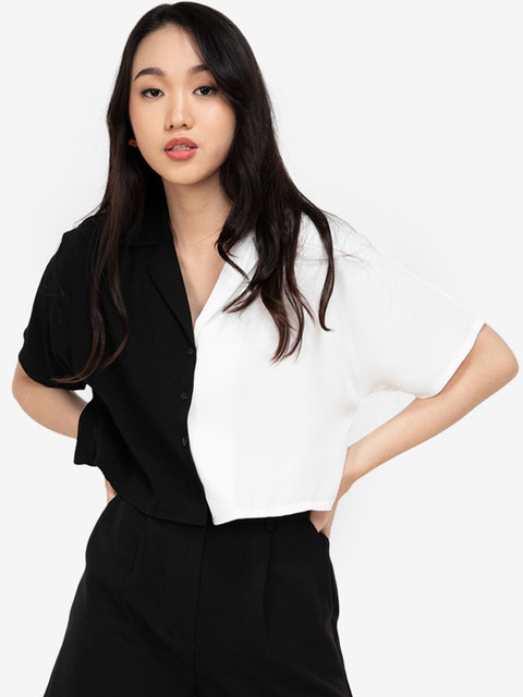 

ZALORA BASICS Black & White Colourblocked Top