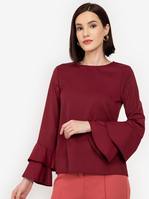 

ZALORA WORK Woman Red Layered Ruffle Sleeve Top