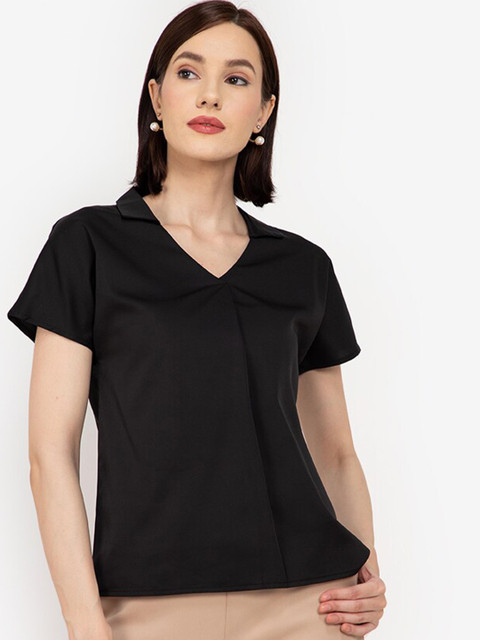 

ZALORA WORK Black Accordion Pleats Top