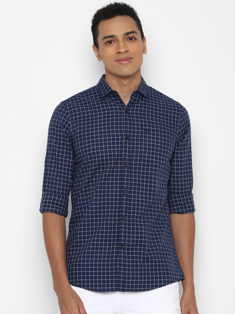 

Allen Solly Sport Men Navy Blue & Off-White Checked Pure Cotton Casual Shirt