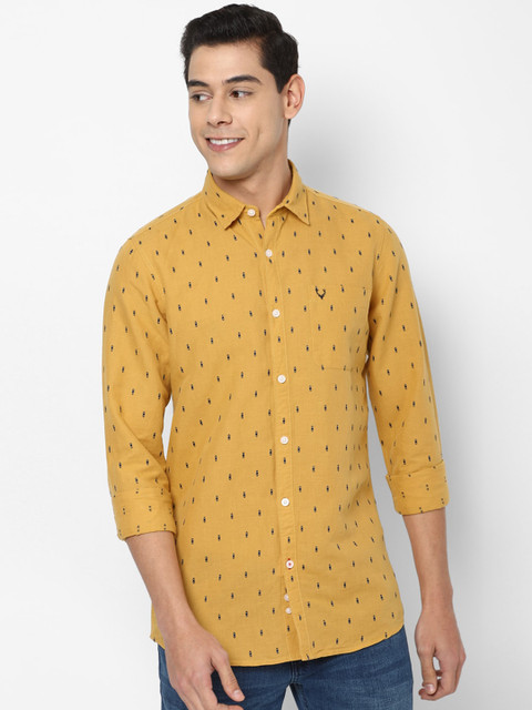 

Allen Solly Sport Men Yellow Printed Linen Cotton Casual Shirt