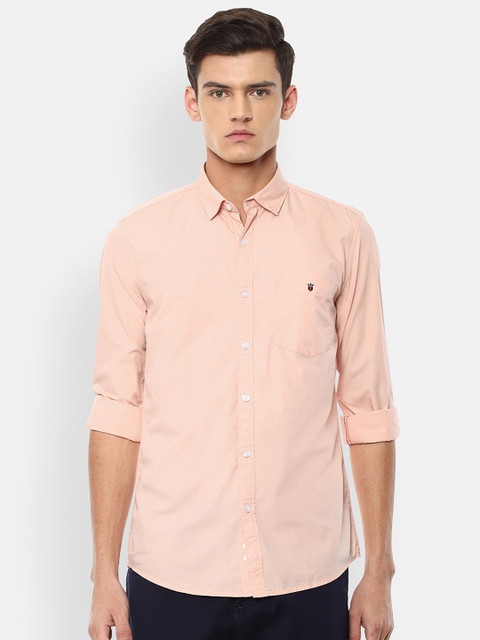 

Louis Philippe Jeans Men Peach-Coloured Slim Fit Casual Shirt