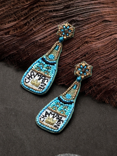 

Mali Fionna Blue & Gold-Toned Quirky Drop Earrings