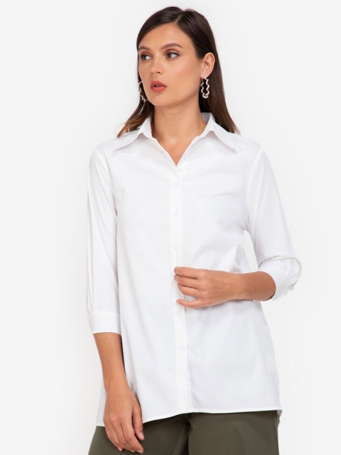 

ORIGIN BY ZALORA Women White Shirt Style Tent Silhouette Longline Top