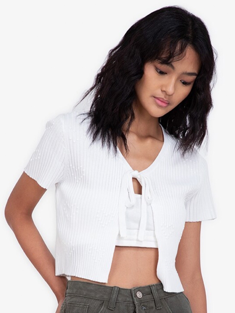 

ZALORA BASICS White Striped Crop Top