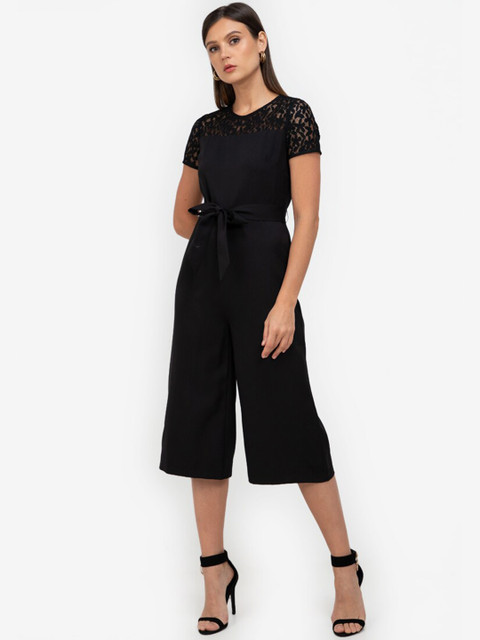 

ZALORA WORK Black Basic Jumpsuit with Lace Inserts