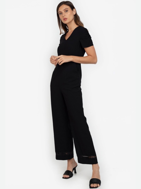 

ZALORA WORK Black Solid Puff Sleeve Jumpsuit