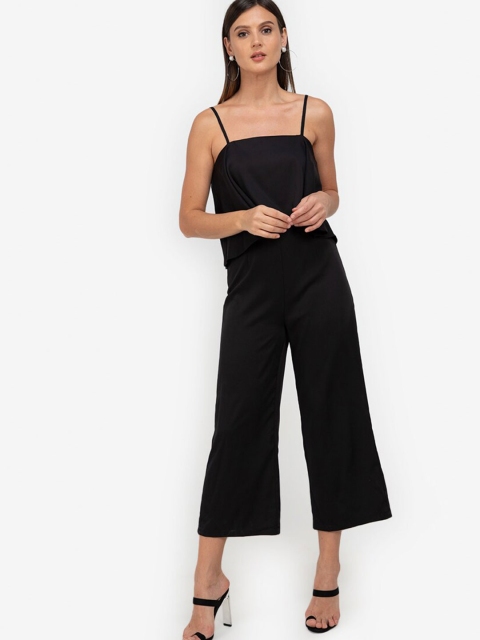 

ZALORA WORK Black Capri Jumpsuit with Ruffles