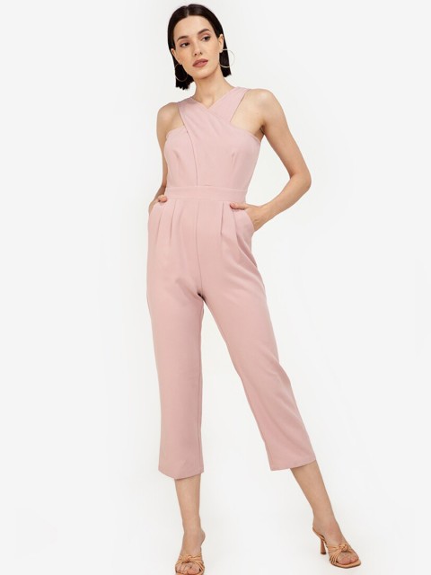 

ZALORA WORK Pink Halter Neck Basic Jumpsuit