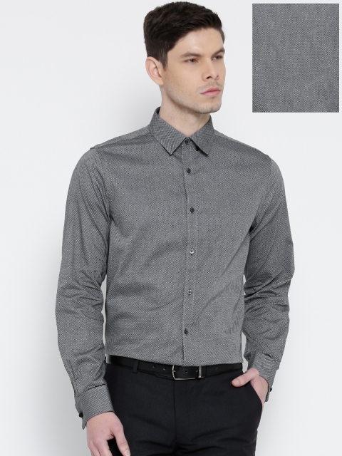 

Blackberrys Men Grey Slim Fit Self-Design Formal Shirt