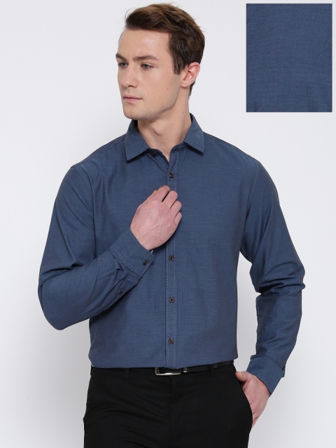 

Blackberrys Men Blue Slim Self-Design Formal Shirt