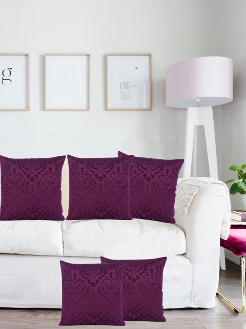 

XOXO Design Purple Set of 5 Velvet Square Cushion Covers