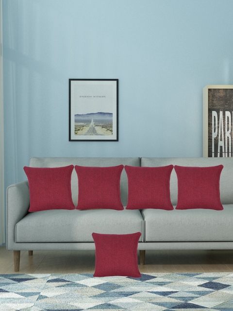 

XOXO Design Maroon Set of 5 Square Cushion Covers