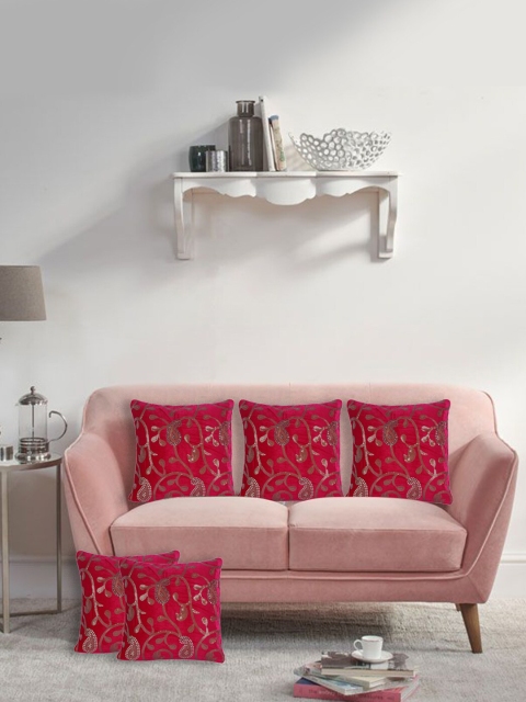 

XOXO Design Set Of 5 Pink Embroidered Square Cushion cover
