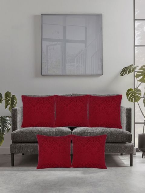 

XOXO Design Set Of 5 Red Ethnic Motifs Square Cushion cover