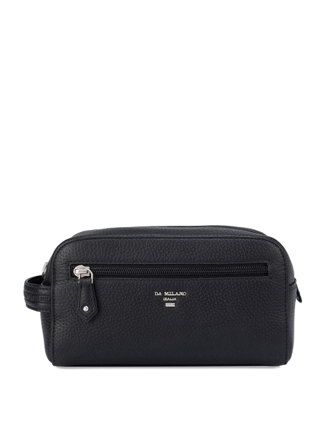

Da Milano Unisex Black Solid Leather Travel Pouch