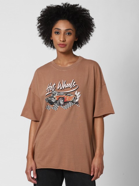 

FOREVER 21 Brown Printed Top